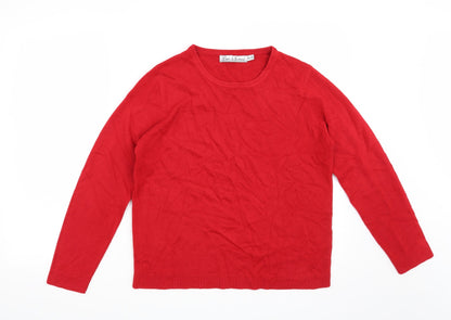 Additional front view of Pure & Natural women’s red jumper, size UK 14