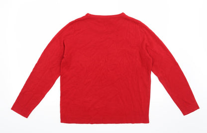 Back view of Pure & Natural women’s red jumper, size UK 14