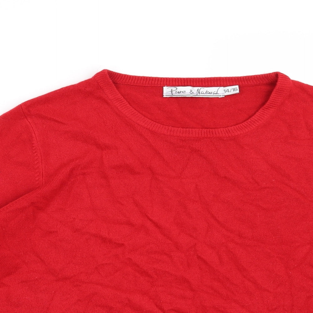 Pure & Natural Womens Red   Pullover Jumper Size 14