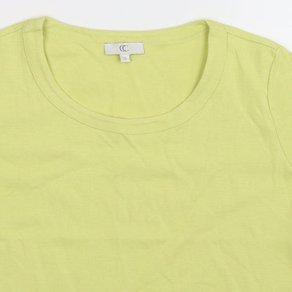 Close-up detail of Country Casuals women’s green basic t-shirt, size S