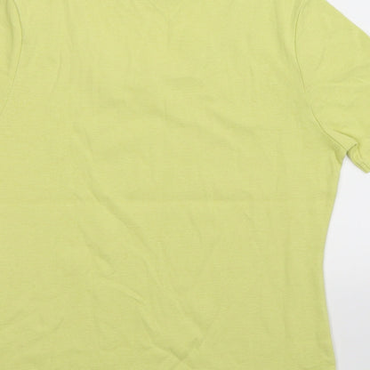 Brand and care label for Country Casuals women’s green basic t-shirt, size S