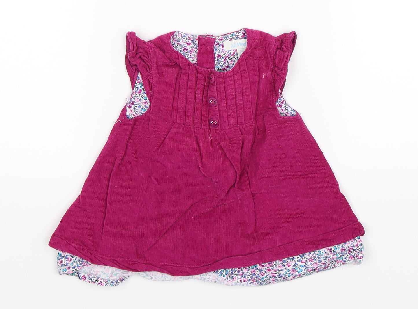 JoJo Maman Bébé Girls Pink  Corduroy Fit & Flare  Size 0-3 Months
