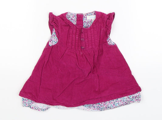 JoJo Maman Bébé Girls Pink  Corduroy Fit & Flare  Size 0-3 Months