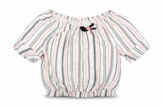 H&M Girls White Striped  Basic Blouse Size 14 Years