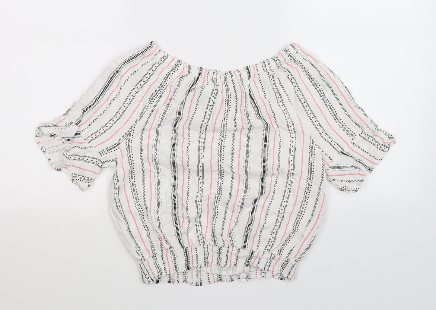 H&M Girls White Striped  Basic Blouse Size 14 Years