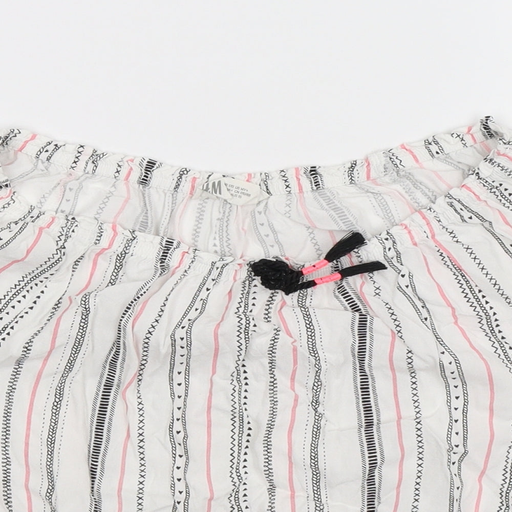 H&M Girls White Striped  Basic Blouse Size 14 Years