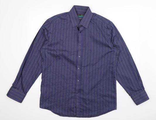 Marks and Spencer Mens Blue Striped   Dress Shirt Size 15.5