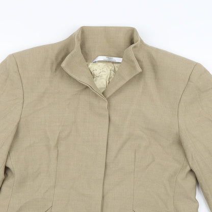Close-up detail of Marks & Spencer women’s brown jacket, size UK 10