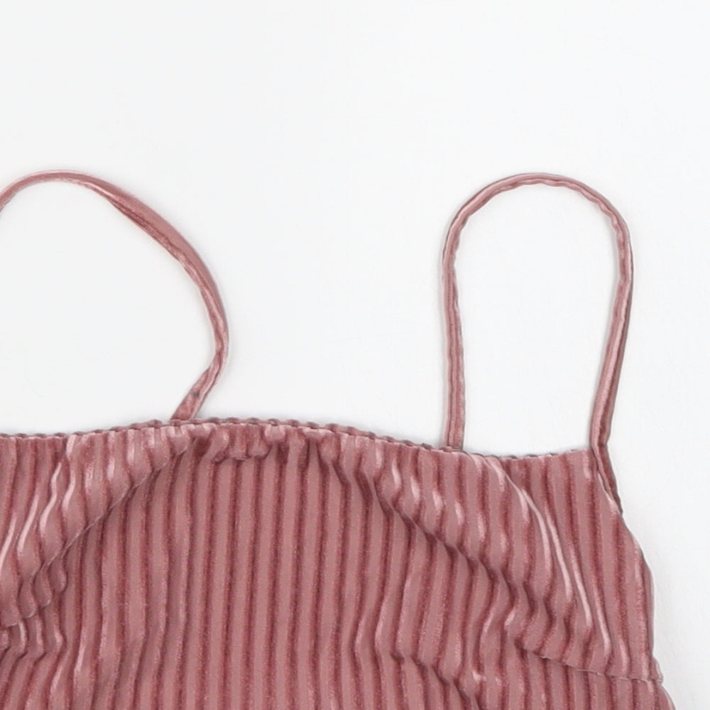 New Look Womens Pink  Velour Cropped Tank Size 6