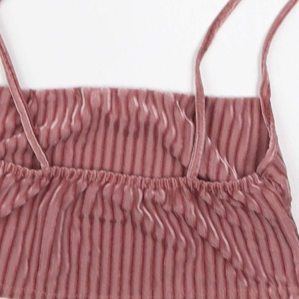 New Look Womens Pink  Velour Cropped Tank Size 6