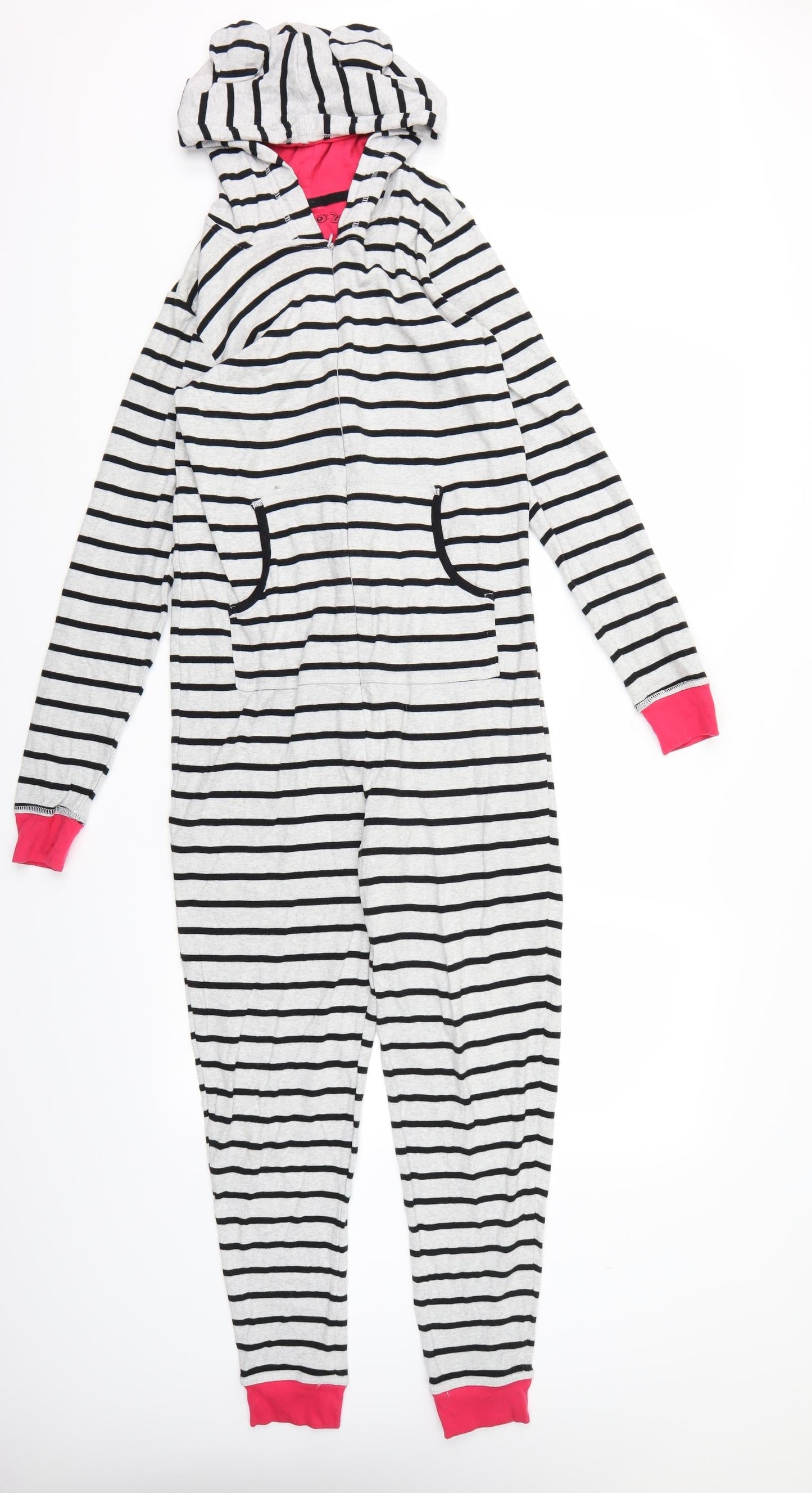 Marks and Spencer Girls Grey Striped  Top One Piece Size 13-14 Years  - All in One