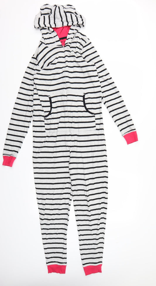 Marks and Spencer Girls Grey Striped  Top One Piece Size 13-14 Years  - All in One
