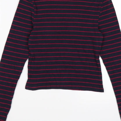 Brand and care label for Divided women’s blue striped knit jumper, size XS