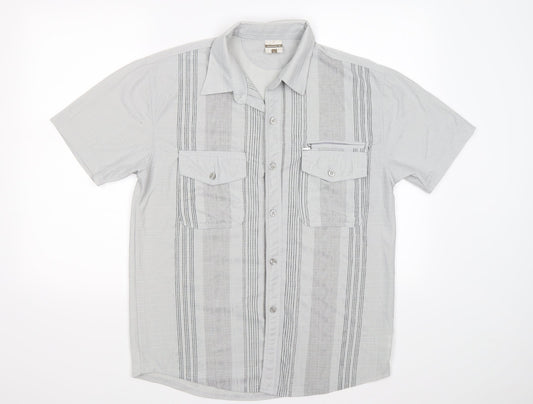 GREEN-g Mens Grey Check   Button-Up Size L