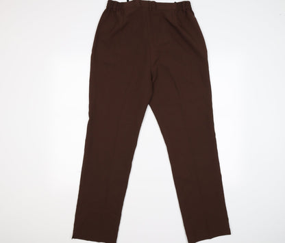 Back view of BONN women’s brown trousers, size UK 14, 28-inch leg