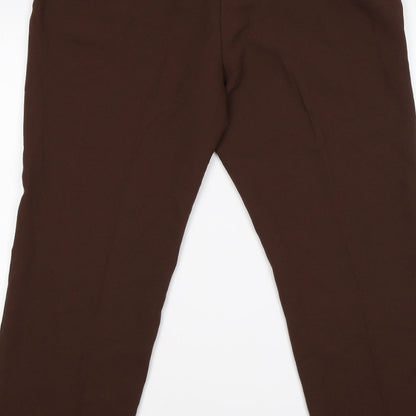 Brand and care label for BONN women’s brown trousers, size UK 14, 28-inch leg