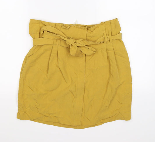 Kimchi Blue Womens Yellow  Satin Peasant Skirt Size L