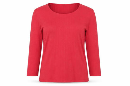 Front view of eastx women’s red basic t-shirt, size UK 14
