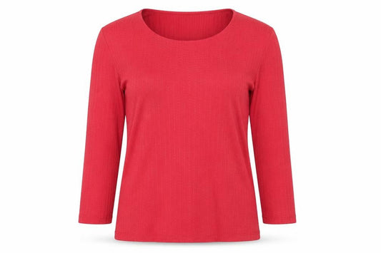Front view of eastx women’s red basic t-shirt, size UK 14