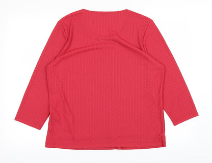 Back view of eastx women’s red basic t-shirt, size UK 14