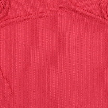 Brand and care label for eastx women’s red basic t-shirt, size UK 14