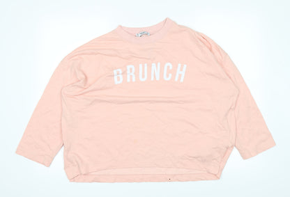 Front view of Mango women’s pink basic t-shirt, size S