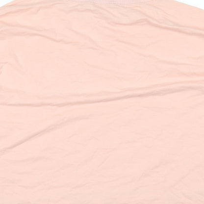 Brand and care label for Mango women’s pink basic t-shirt, size S