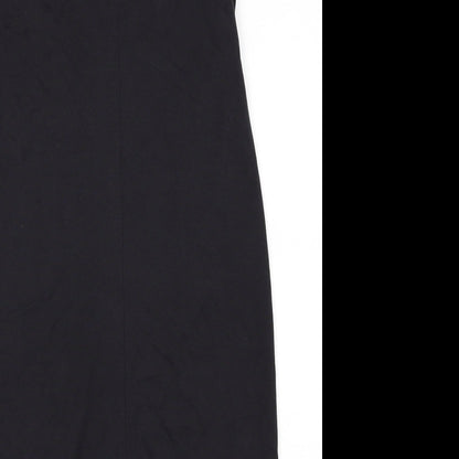 Brand and care label for Topshop women’s blue pencil dress, size UK 8