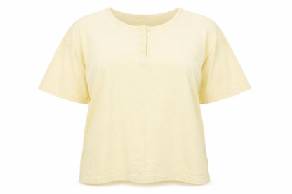 Front view of BHS women’s yellow basic t-shirt, size UK 14