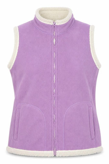 Front view of EWM women’s purple full zip jumper, size UK 14