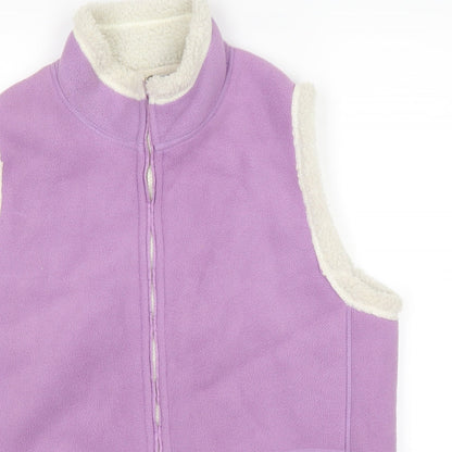 Close-up detail of EWM women’s purple full zip jumper, size UK 14