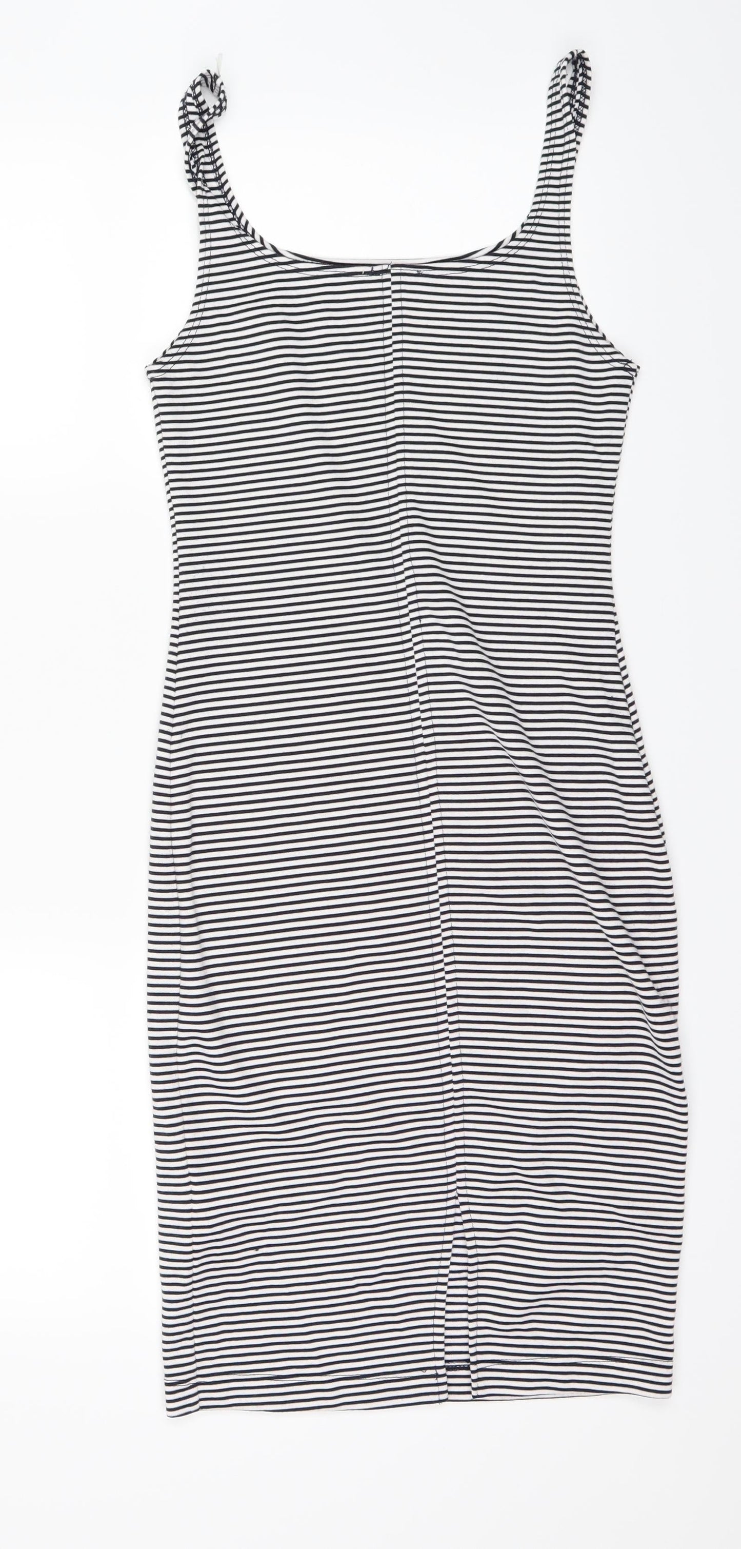 Zara Womens White Striped  Pencil Dress  Size S