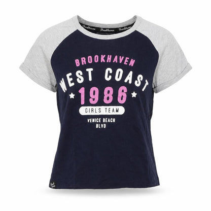 Front view of Brookhaven women’s blue basic t-shirt, size UK 6