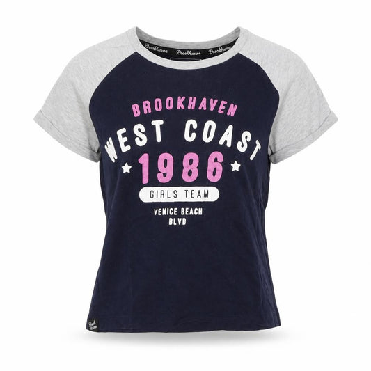 Front view of Brookhaven women’s blue basic t-shirt, size UK 6