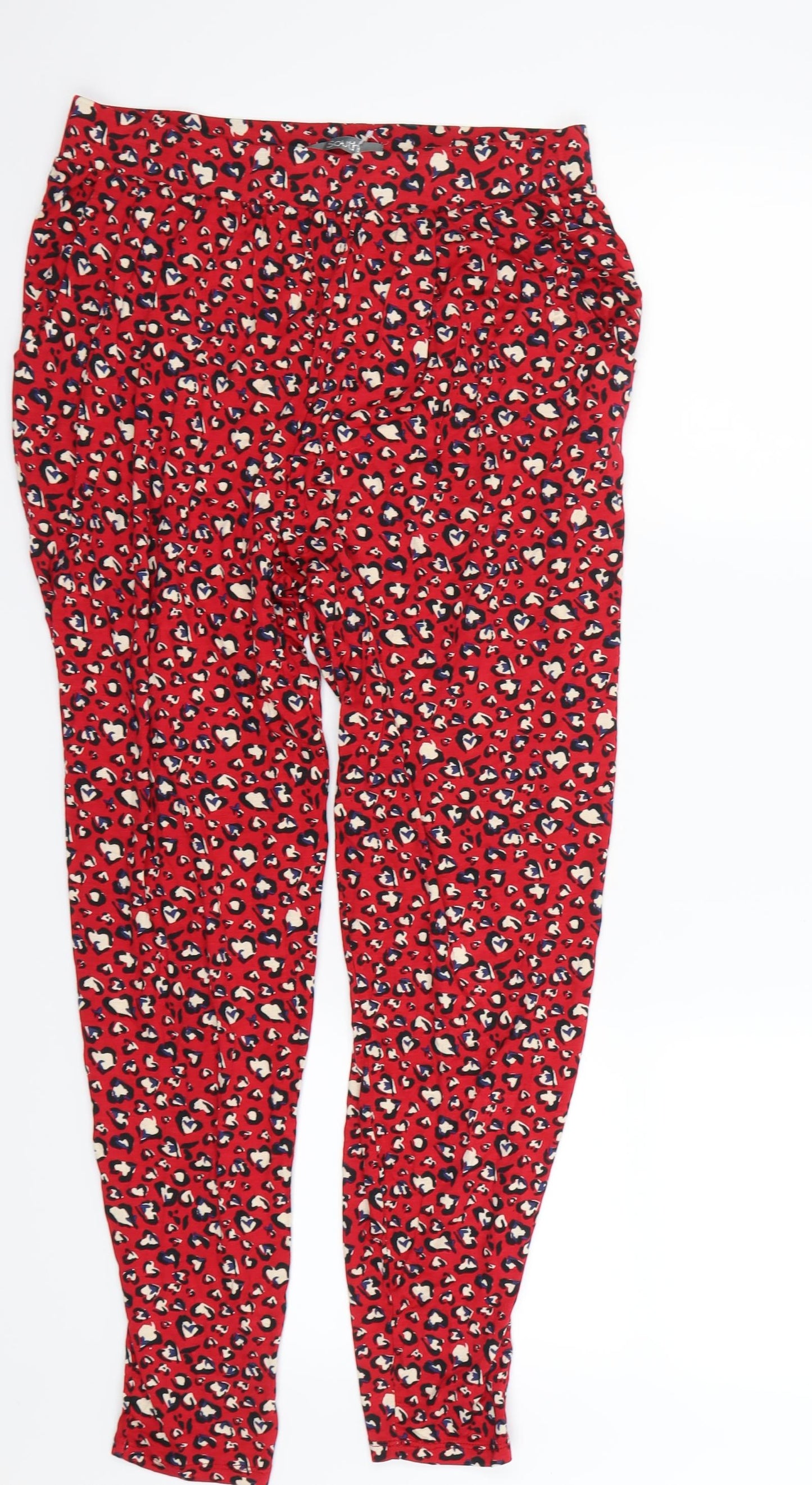 South  Womens Red Animal Print  Bloomer Trousers Size 10 L25 in