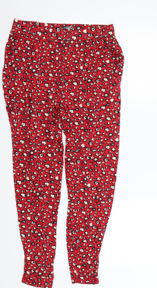 South  Womens Red Animal Print  Bloomer Trousers Size 10 L25 in