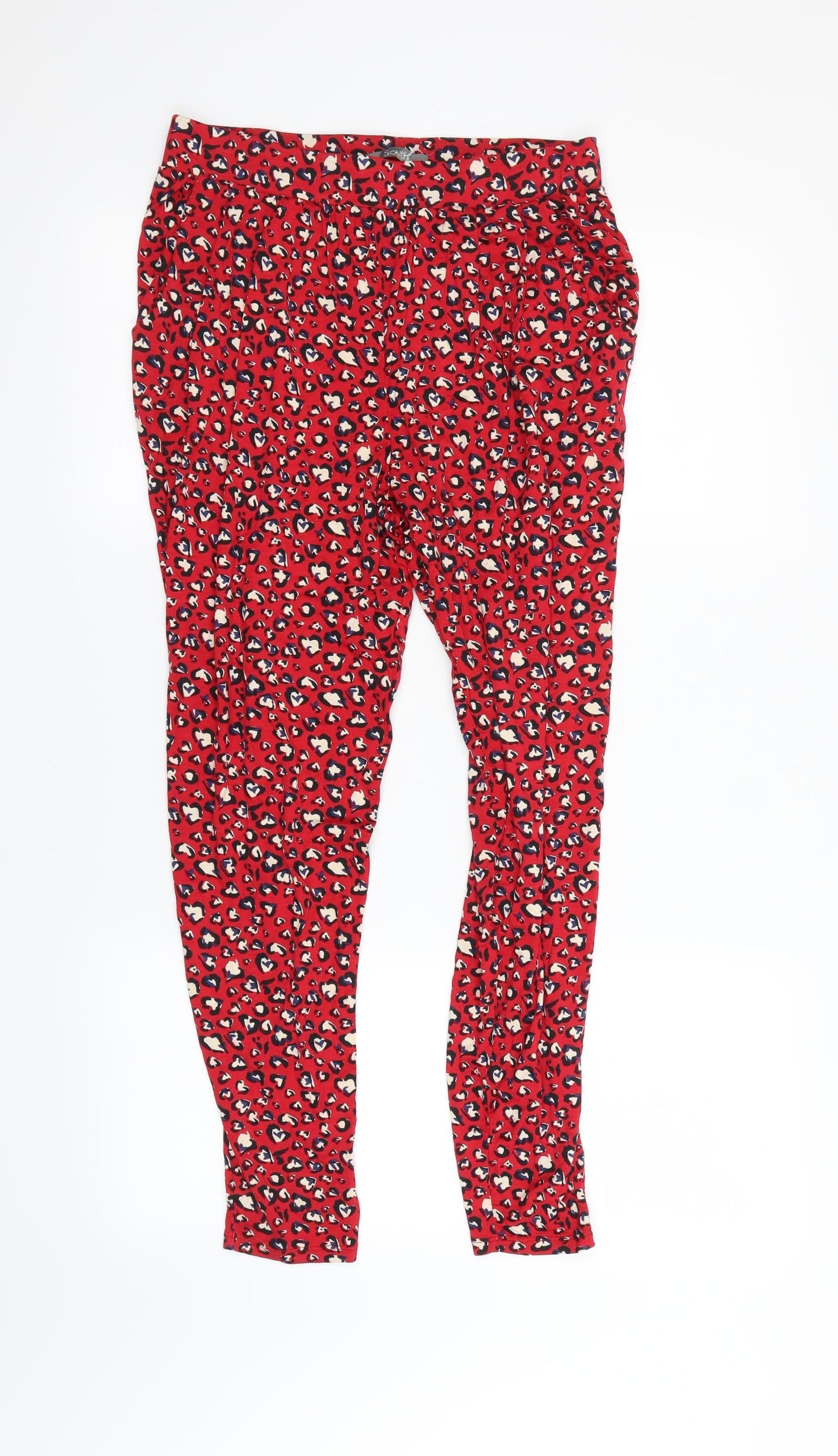 South  Womens Red Animal Print  Bloomer Trousers Size 10 L25 in