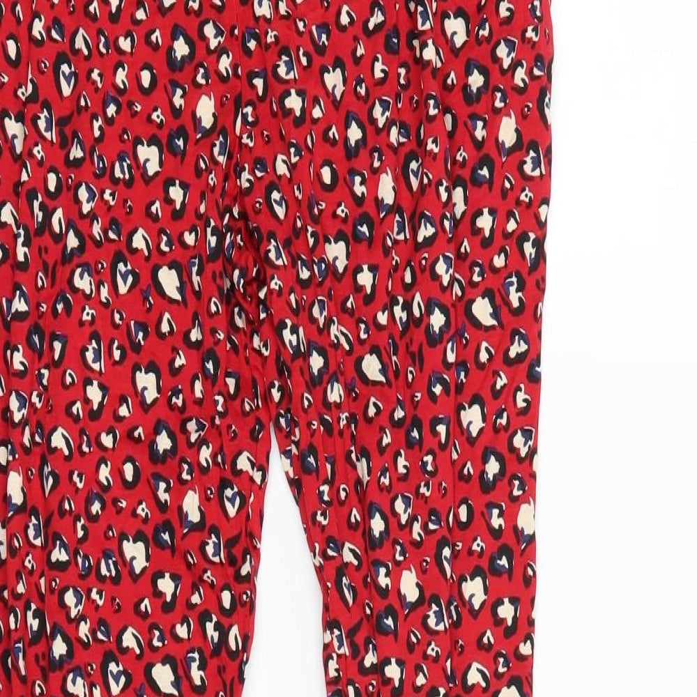 South  Womens Red Animal Print  Bloomer Trousers Size 10 L25 in