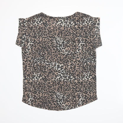 Back view of New Look women’s beige animal print basic t-shirt, size UK 8