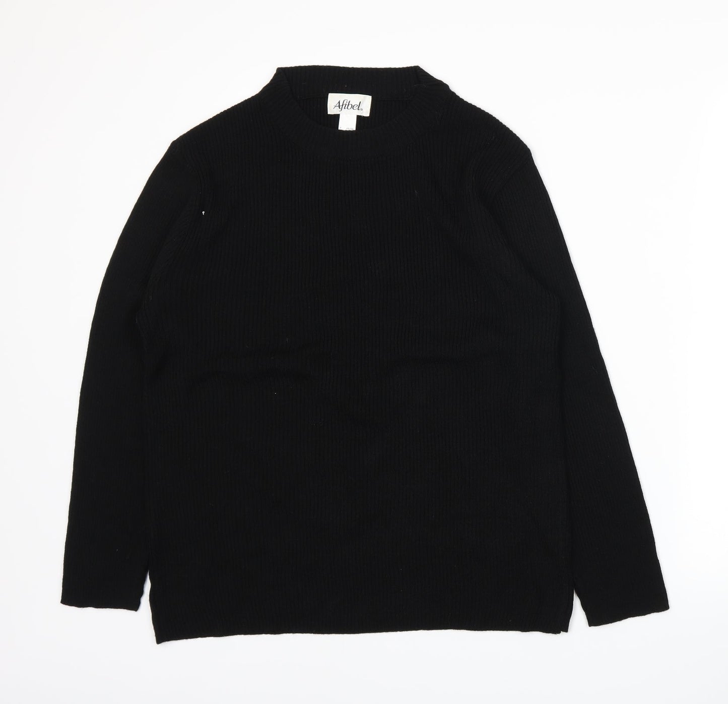 Afibel Womens Black  Knit Pullover Jumper Size 14