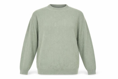 Front view of Design Essentials women’s green knit jumper, size M