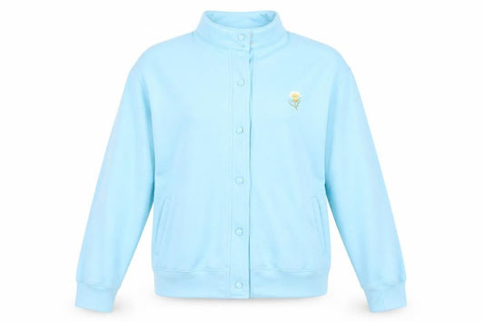 Front view of Damart women’s blue jacket, size UK 12