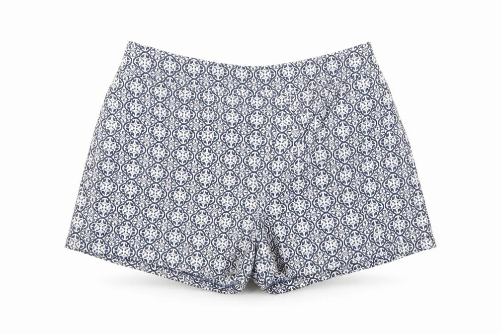 F&F Womens Blue Floral  Hot Pants Shorts Size 23 in
