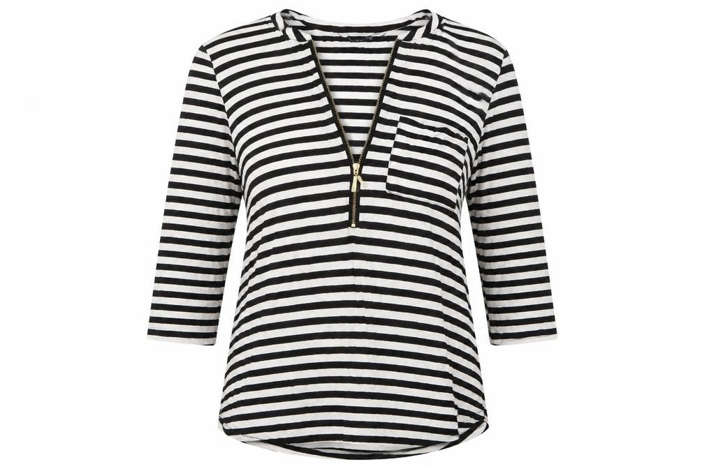 Bonmarché Womens Black Striped Basic T-Shirt Size 10