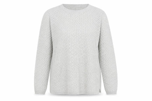 Front view of EWM women’s grey jumper, size L