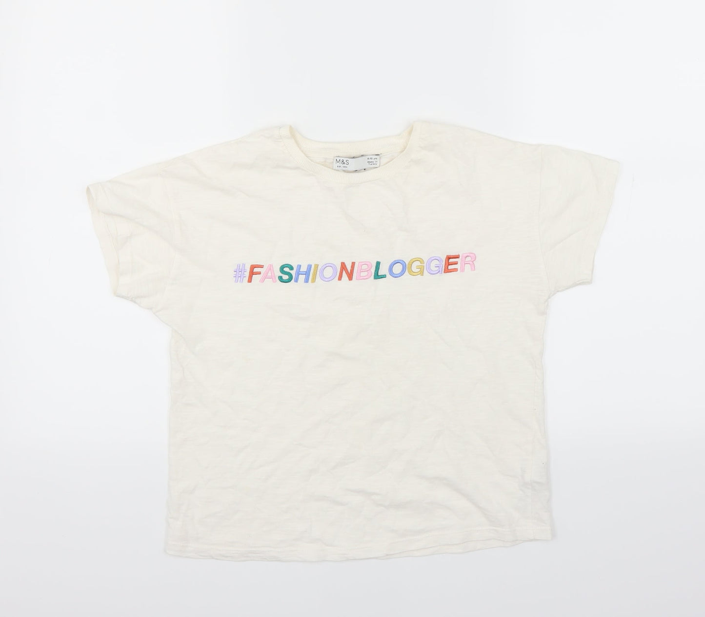 Marks and Spencer Girls White   Basic T-Shirt Size 11-12 Years  - fashion blogger