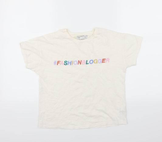 Marks and Spencer Girls White   Basic T-Shirt Size 11-12 Years  - fashion blogger