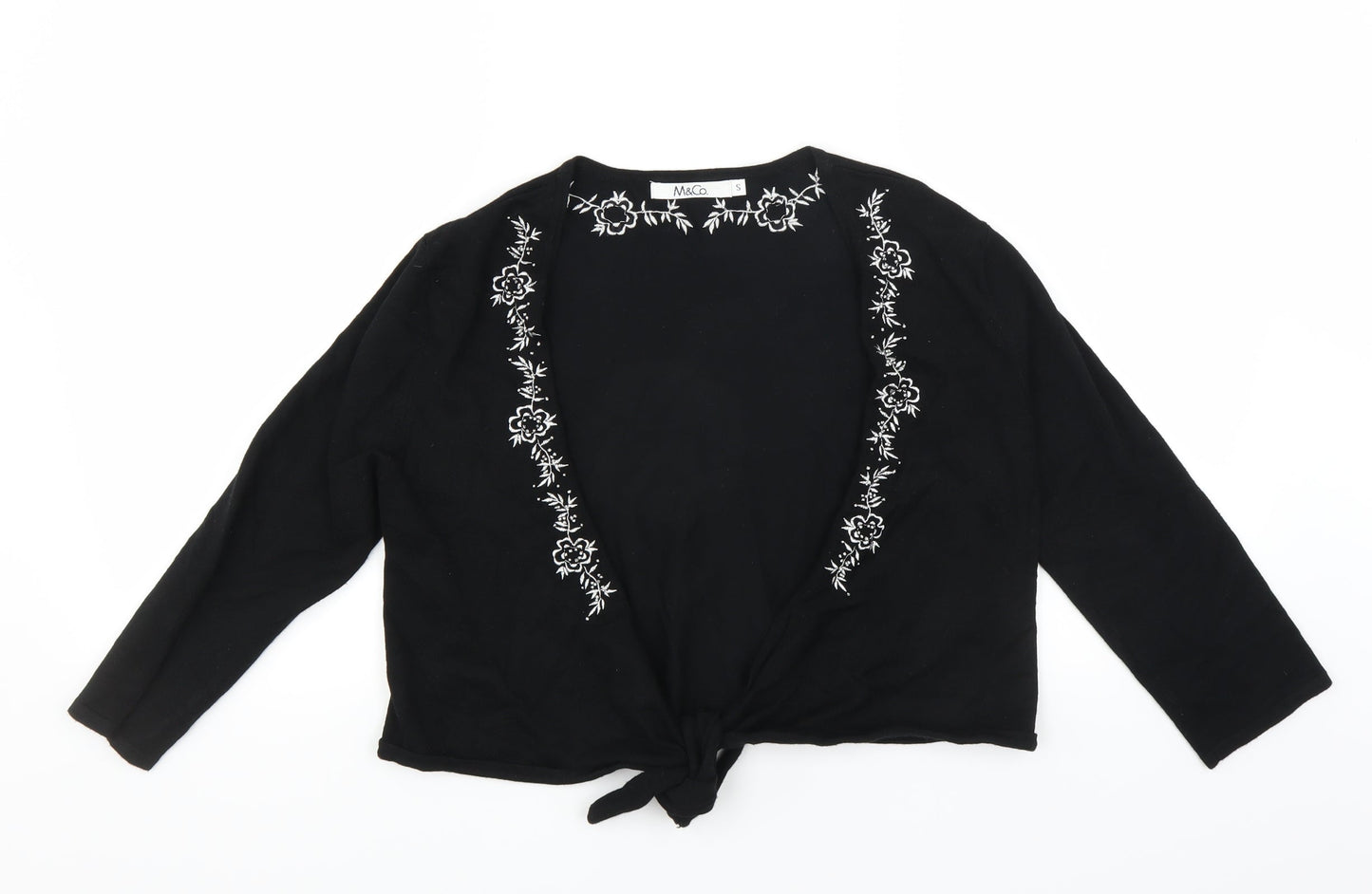 M&Co Womens Black   Cardigan Jumper Size S  - CROPPED