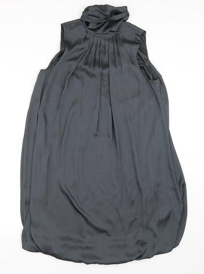 Additional front view of women’s green satin shift, size M