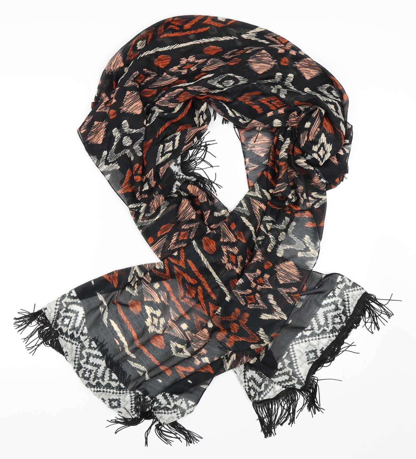 Preworn Womens Black Geometric   Shawl/Wrap
